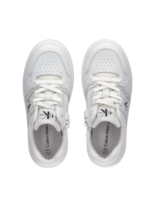 Sneakers con lacci bianca CALVIN KLEIN | 80864CELESTE BIANCO